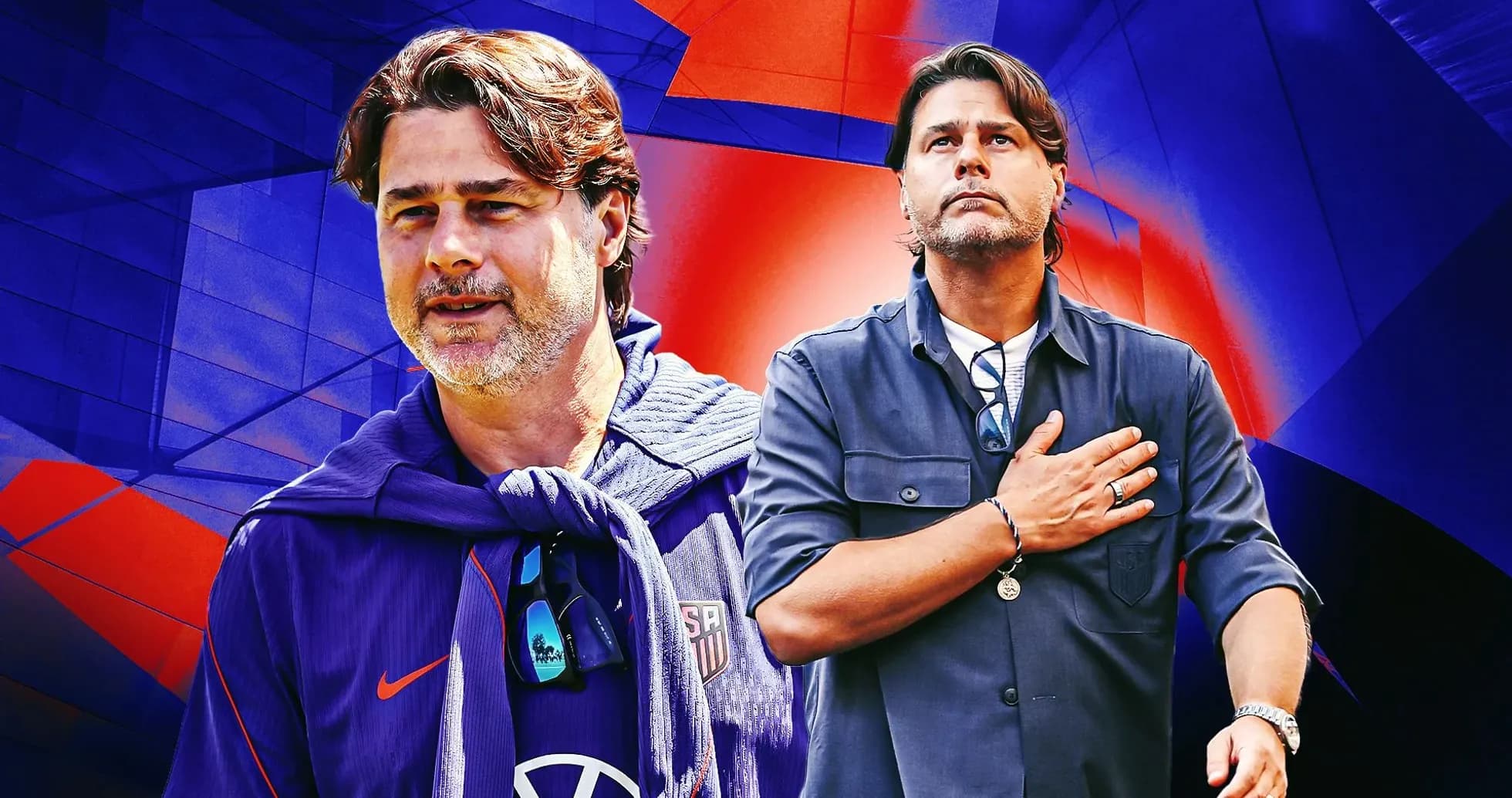 Coach wearing USMNT gear with colorful background Coach wearing USMNT gear with colorful background