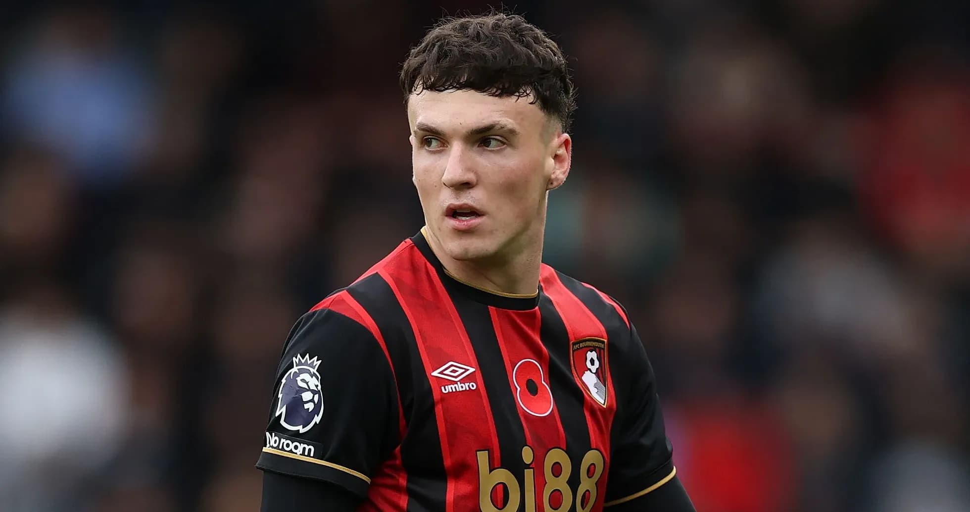 Bournemouth player in black and red jersey during match Bournemouth player in black and red jersey during match