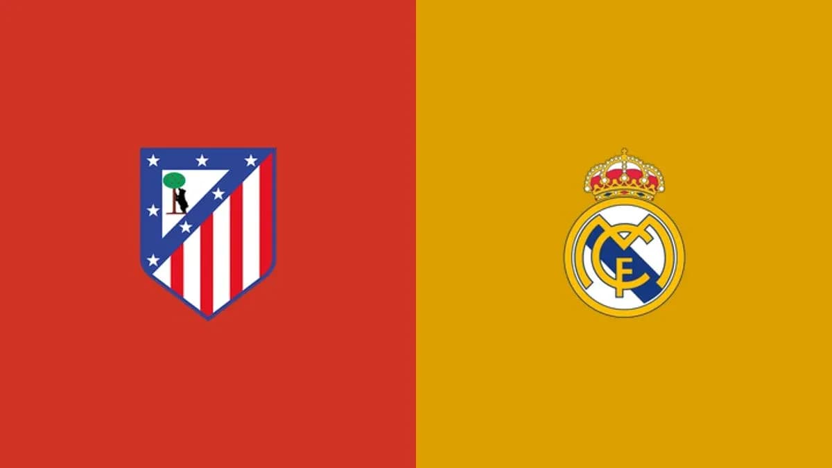 Atletico Madrid and Real Madrid club logos side by side Atletico Madrid and Real Madrid club logos side by side
