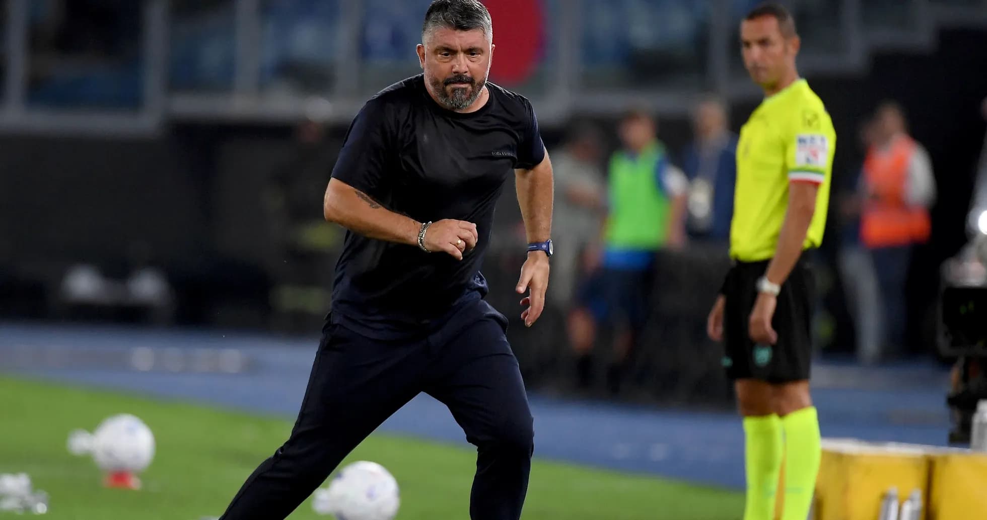 Coach running on the sideline during a match Coach running on the sideline during a match