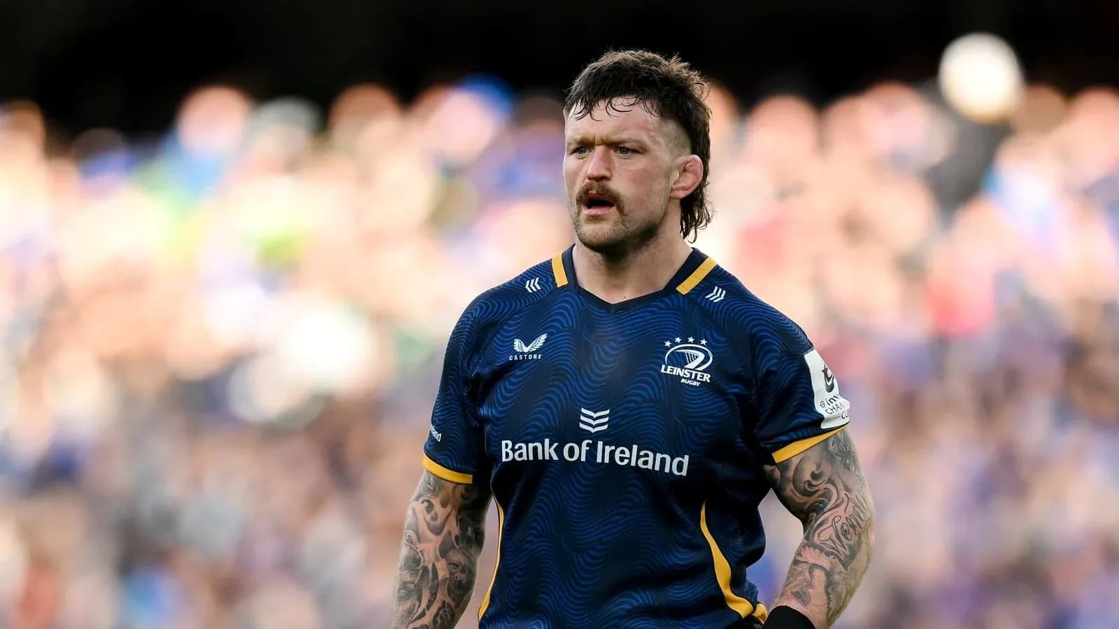 Player in Leinster jersey during rugby match Player in Leinster jersey during rugby match