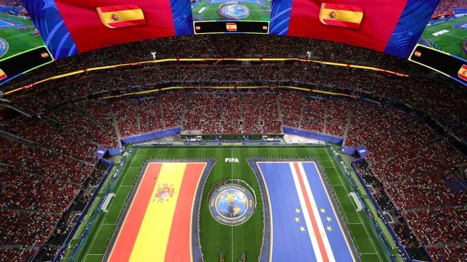 Stadium filled with fans and flags for match Stadium filled with fans and flags for match