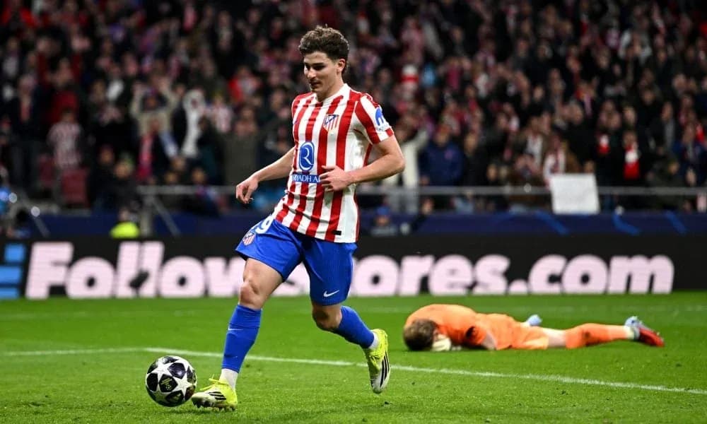 Atletico Madrid player celebrating a goal during match Atletico Madrid player celebrating a goal during match
