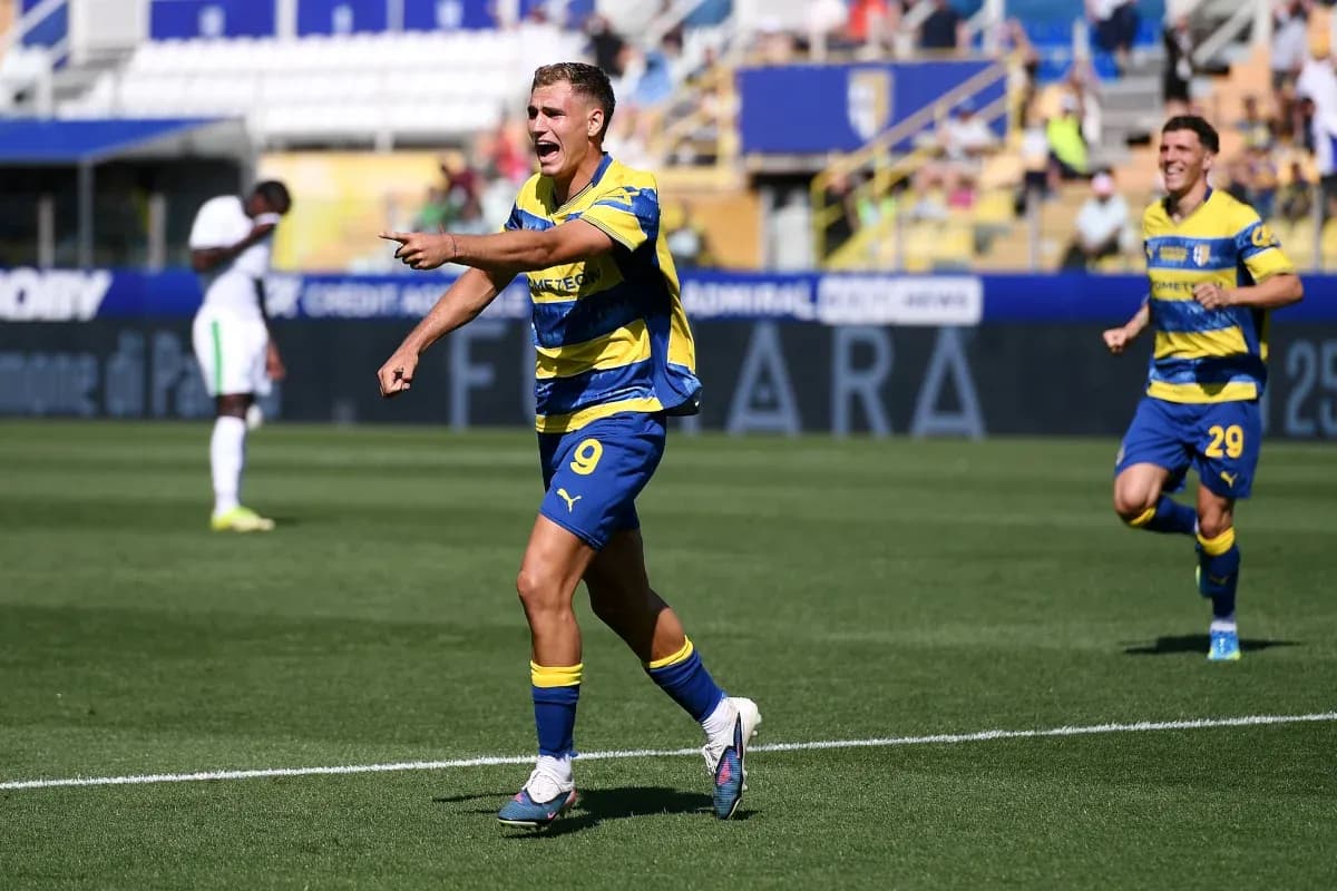 Parma player celebrating a goal during match Parma player celebrating a goal during match