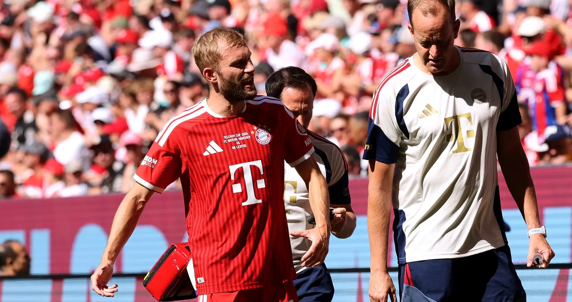 Bayern Munich players leaving the pitch during match Bayern Munich players leaving the pitch during match