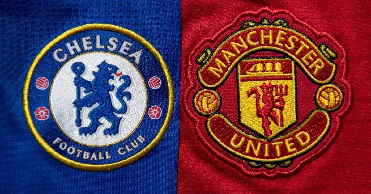 Chelsea and Manchester United club logos side by side Chelsea and Manchester United club logos side by side