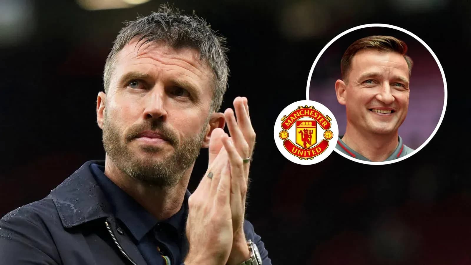 Manager clapping with Manchester United logo background Manager clapping with Manchester United logo background
