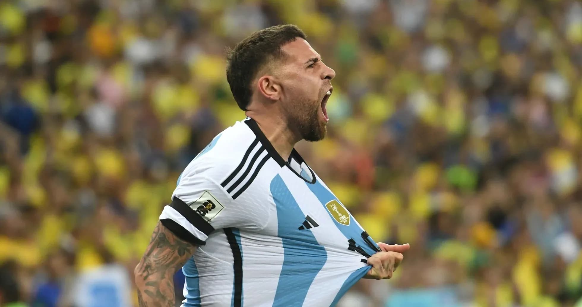 Player celebrating passionately during a match Player celebrating passionately during a match