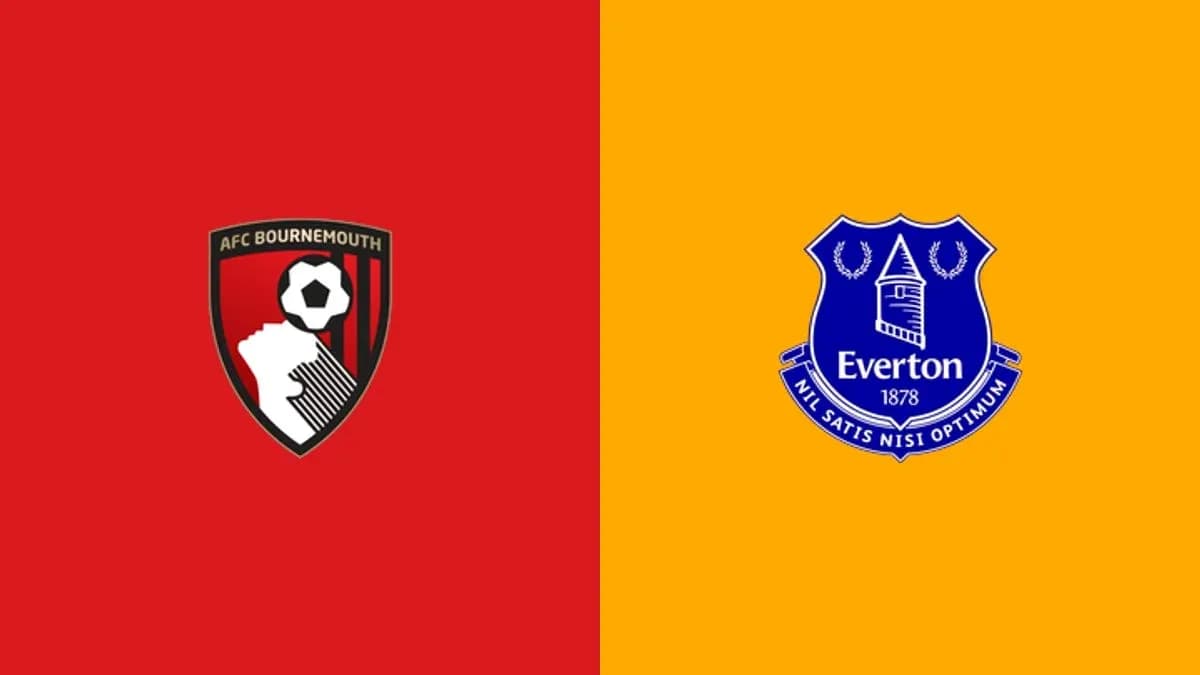 Logos of AFC Bournemouth and Everton on colored backgrounds Logos of AFC Bournemouth and Everton on colored backgrounds