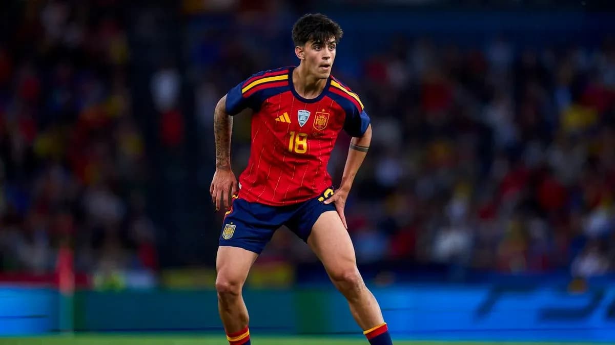 Player in Spain kit during a match action Player in Spain kit during a match action