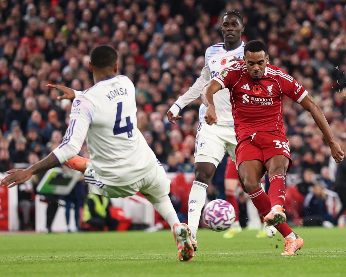 Liverpool player shooting during Aston Villa match Liverpool player shooting during Aston Villa match