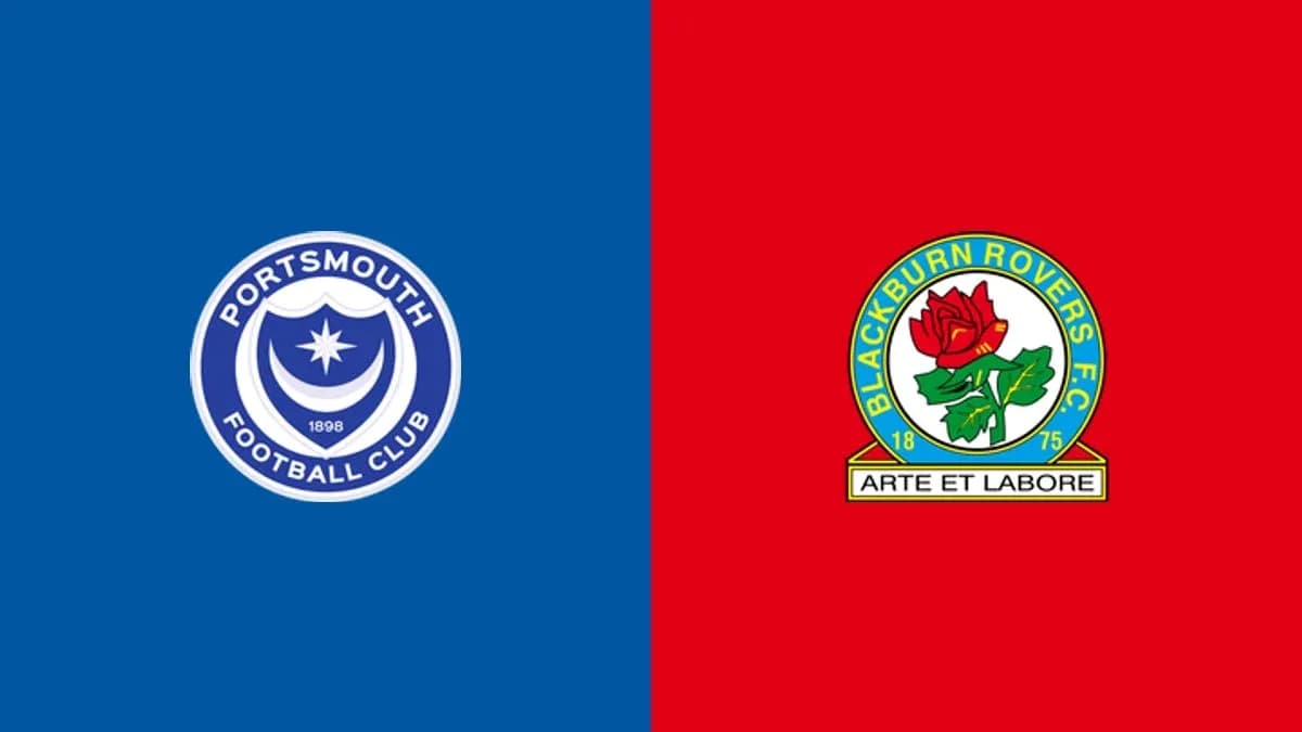 Logos of Portsmouth and Blackburn Rovers football clubs Logos of Portsmouth and Blackburn Rovers football clubs