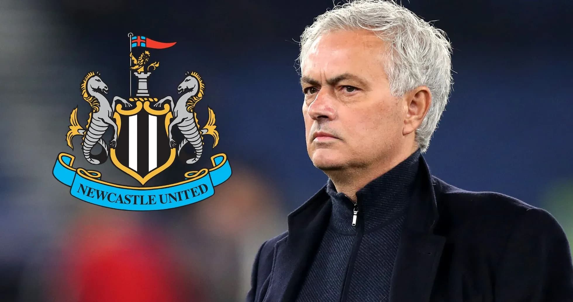 Manager standing beside Newcastle United logo Manager standing beside Newcastle United logo