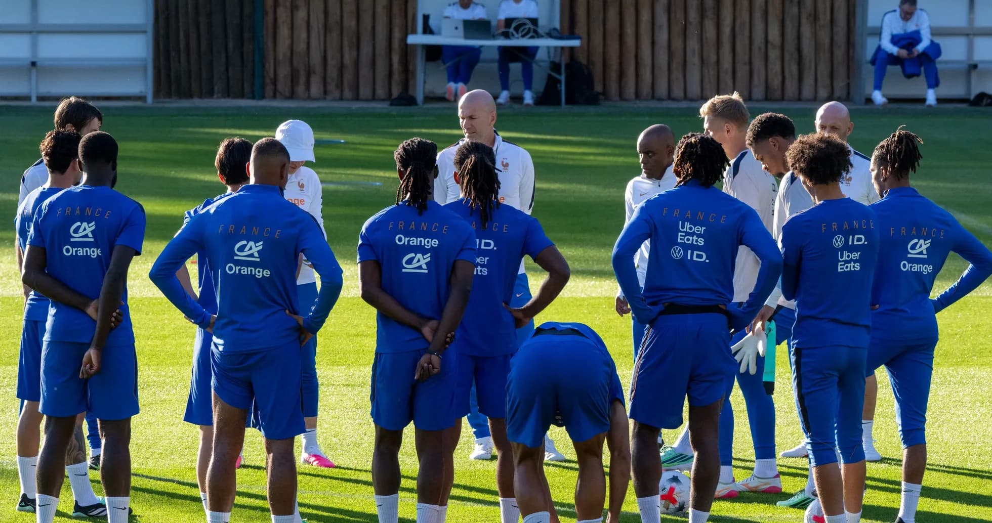 French football team gathered for training session briefing French football team gathered for training session briefing