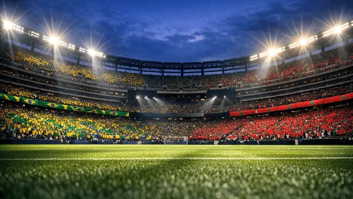 Stadium filled with Brazilian and Moroccan fans Stadium filled with Brazilian and Moroccan fans