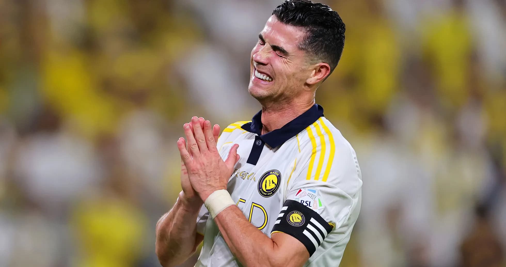 Player celebrating in team jersey during match Player celebrating in team jersey during match