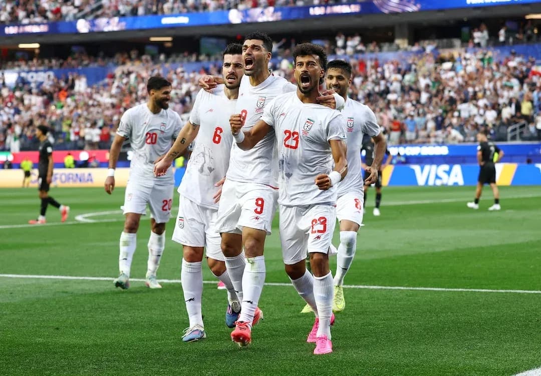 Iran team celebrating a goal during match Iran team celebrating a goal during match