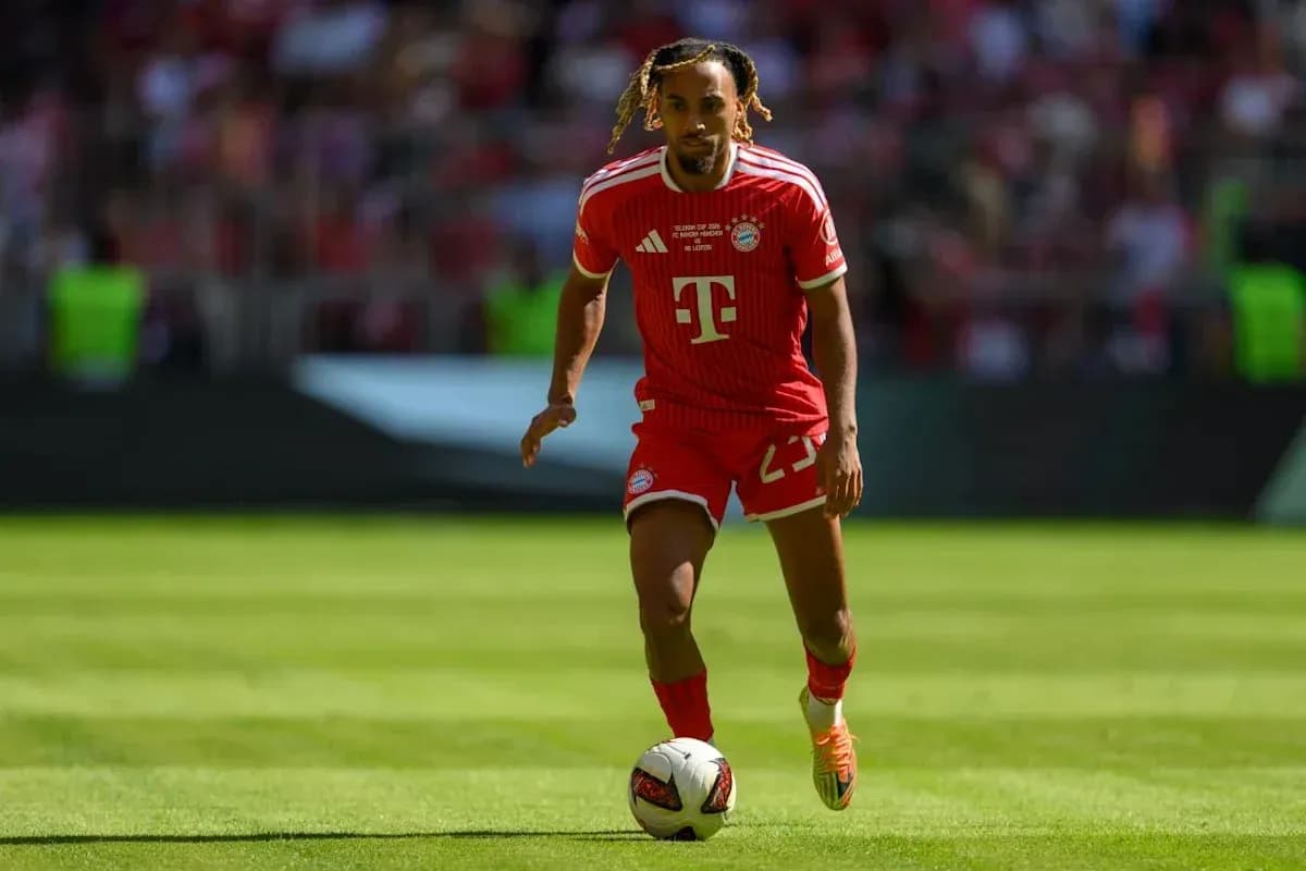 Player running with ball during Bayern Munich match Player running with ball during Bayern Munich match