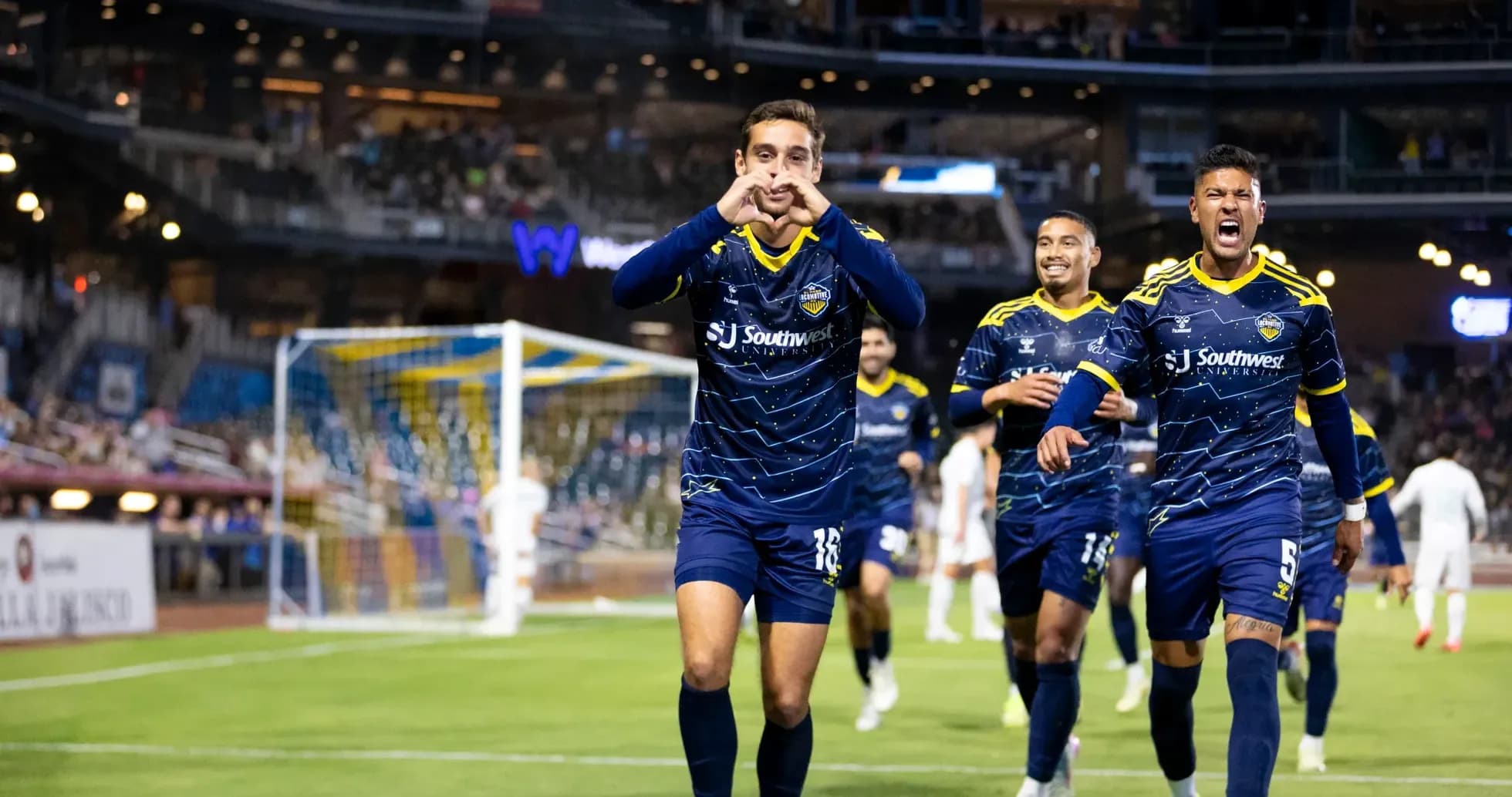 El Paso Locomotive celebrating a goal El Paso Locomotive celebrating a goal
