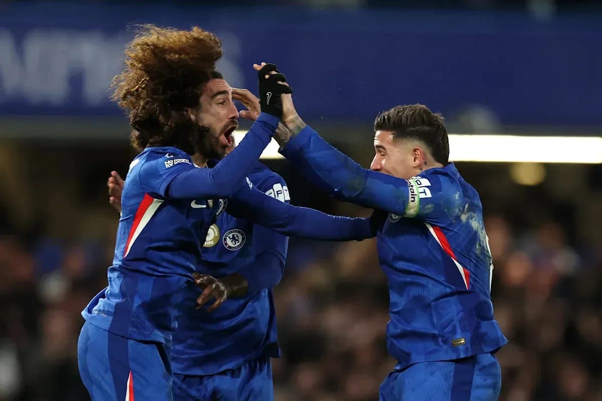 Chelsea players celebrating a goal in match Chelsea players celebrating a goal in match