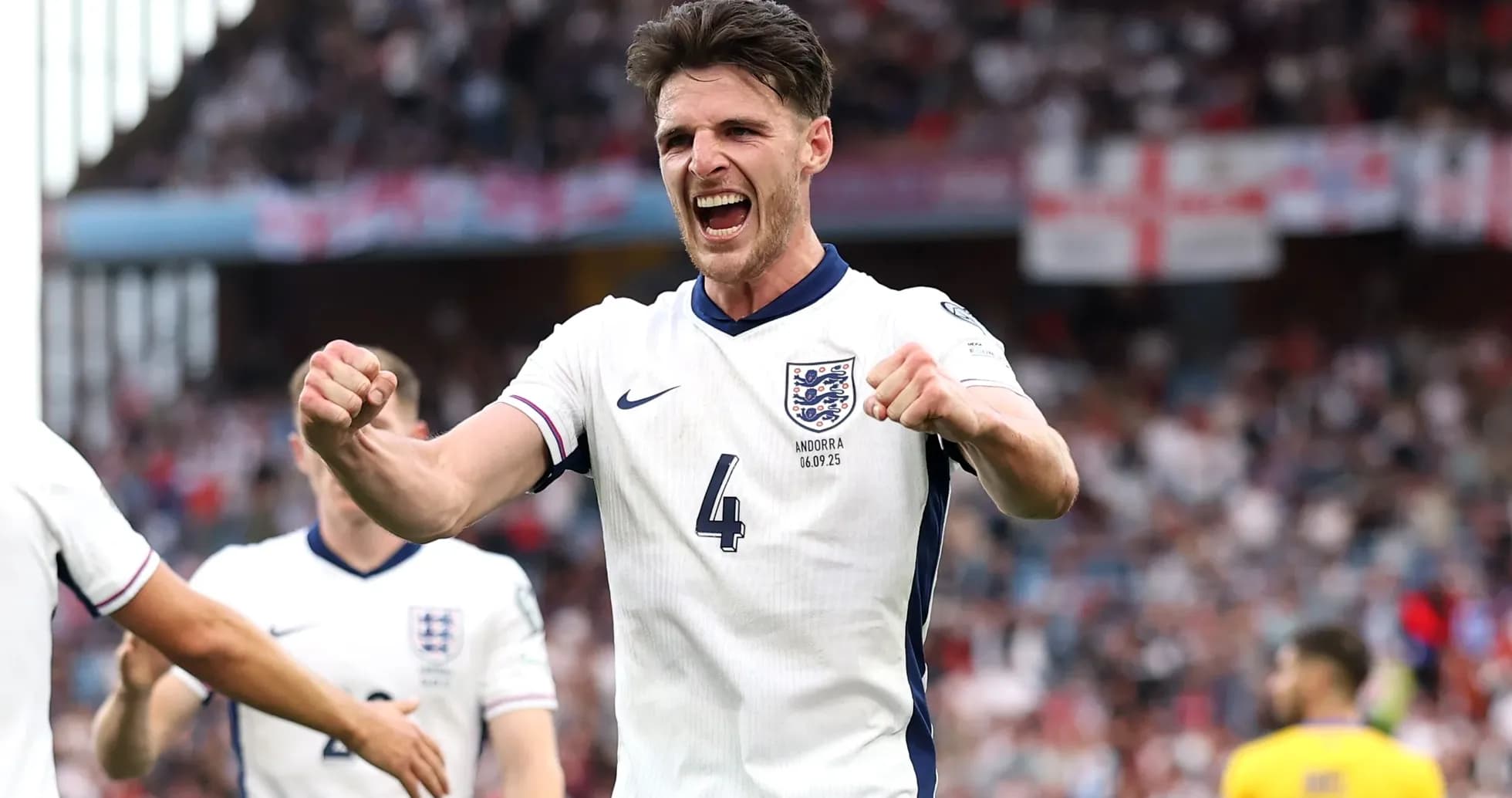 Player celebrating during England match at stadium Player celebrating during England match at stadium