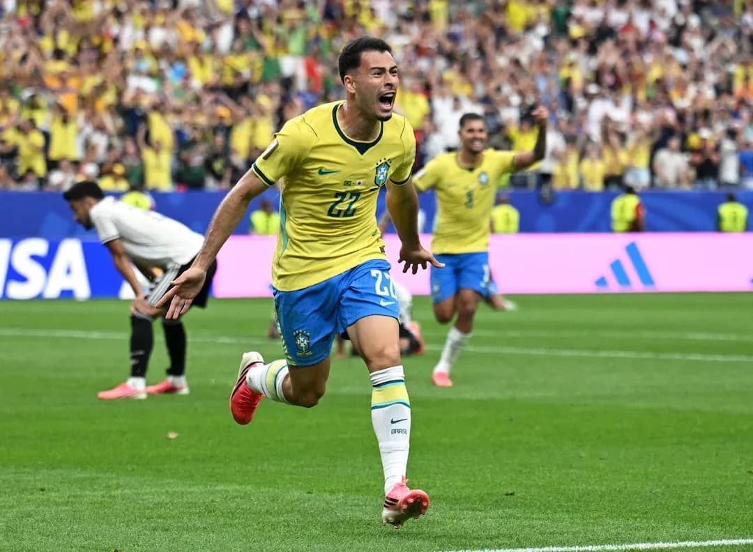 Brazil player celebrating a goal during match Brazil player celebrating a goal during match