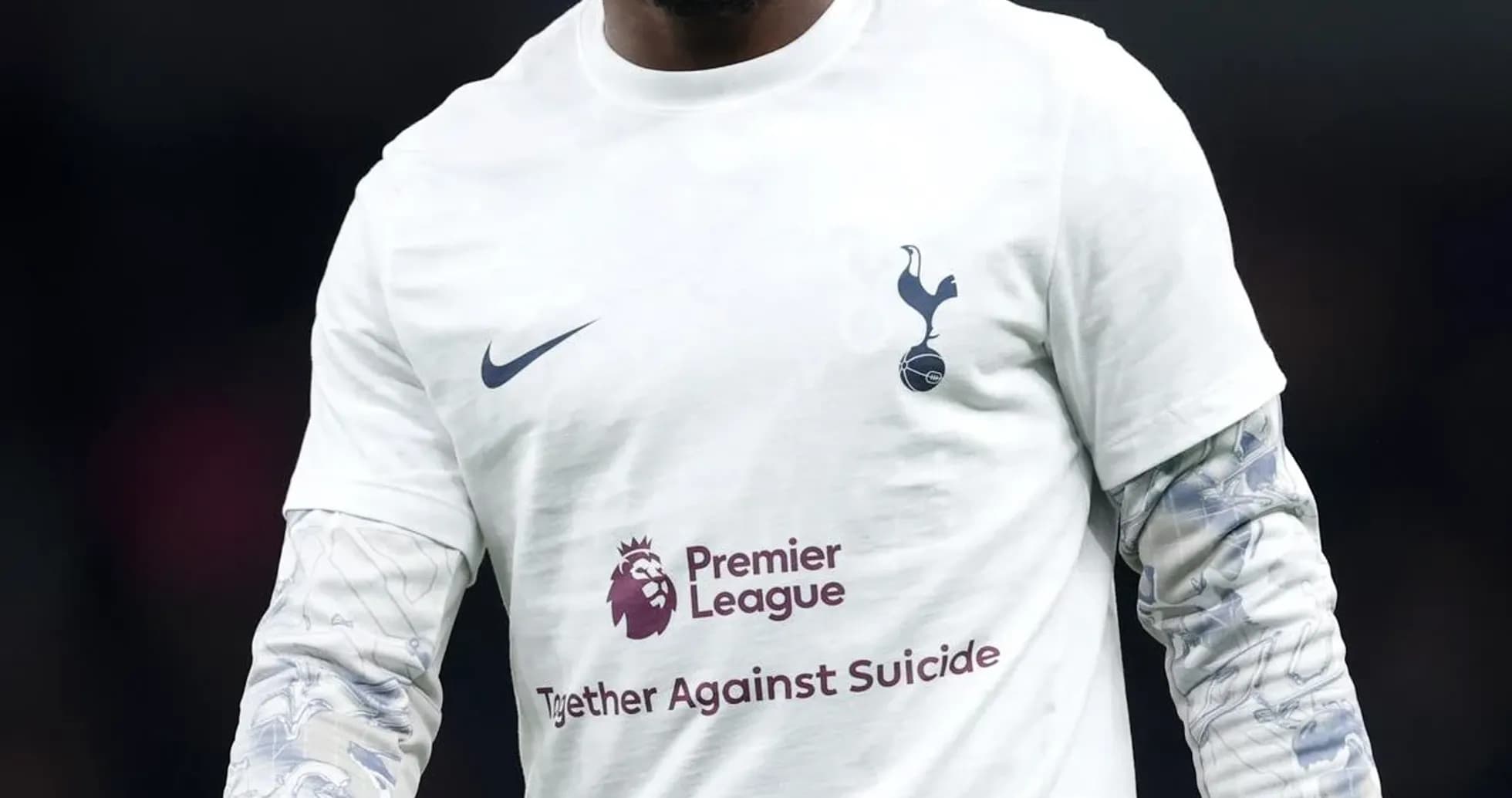 Player wearing Tottenham kit during warm-up session Player wearing Tottenham kit during warm-up session
