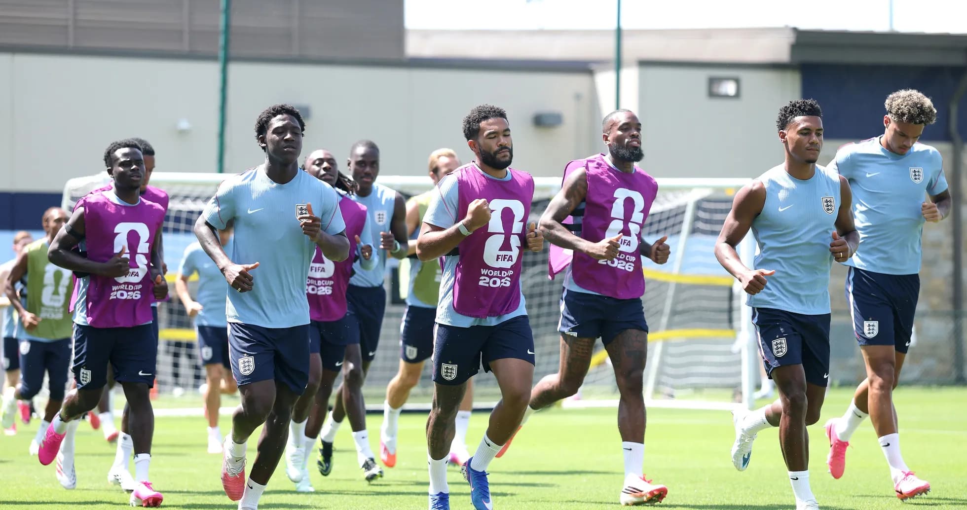 England team jogging during training session England team jogging during training session