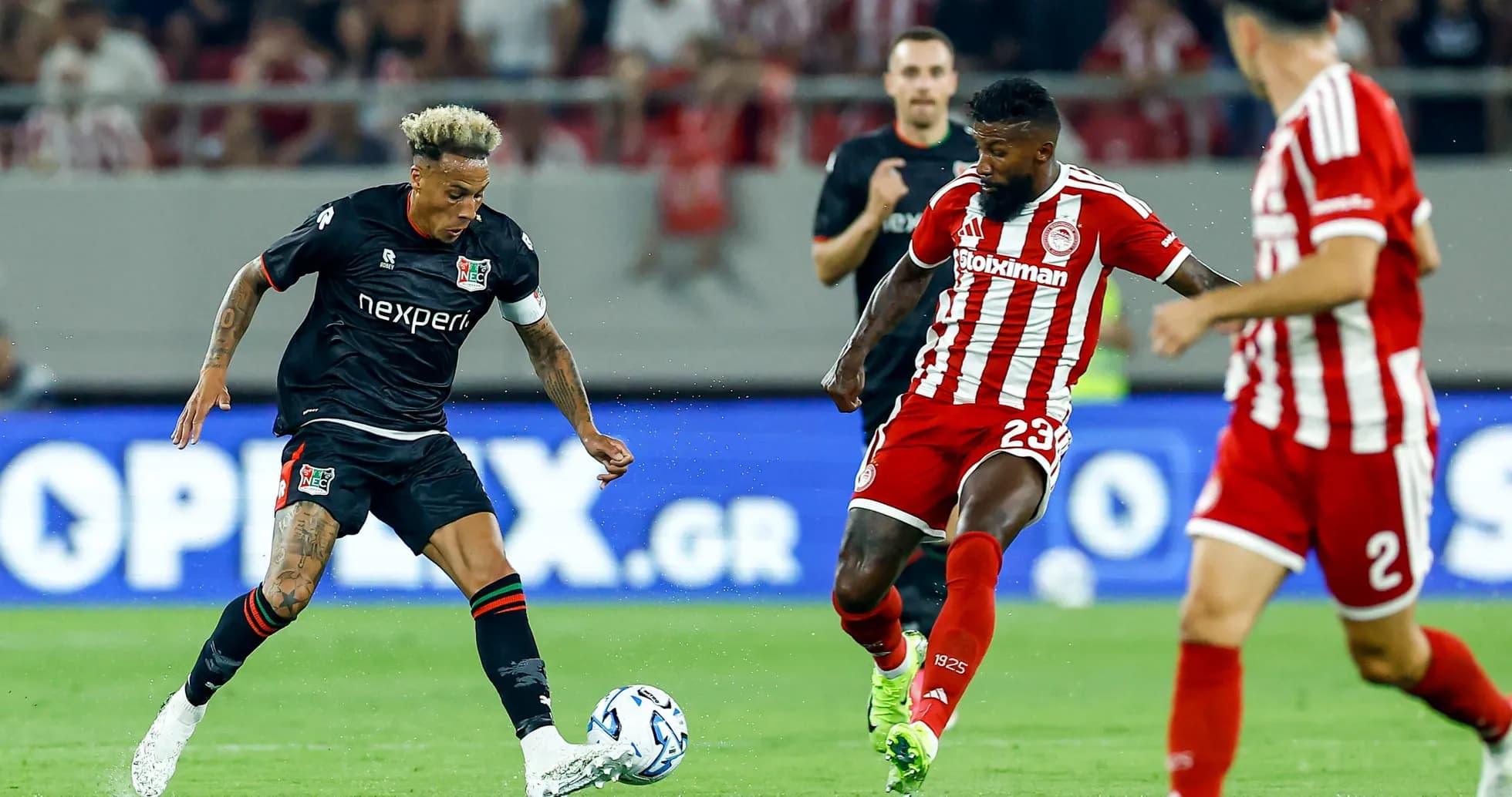 Players in action during UEFA Champions League match Players in action during UEFA Champions League match