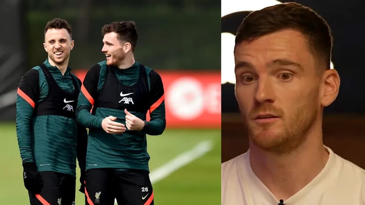 Two players laughing during training session at Liverpool Two players laughing during training session at Liverpool