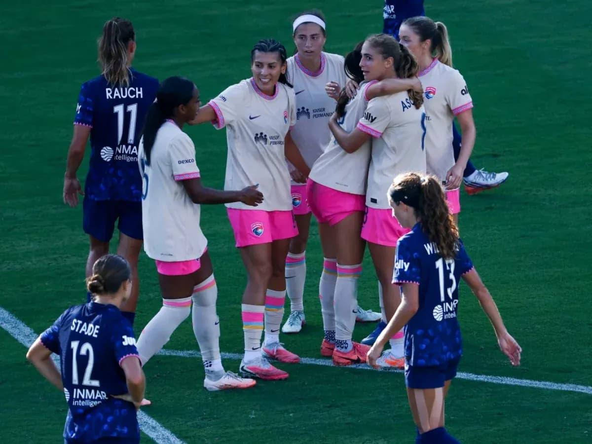San Diego Wave players celebrating a goal San Diego Wave players celebrating a goal