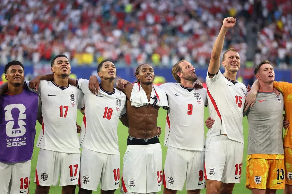 England players celebrating together after a match England players celebrating together after a match
