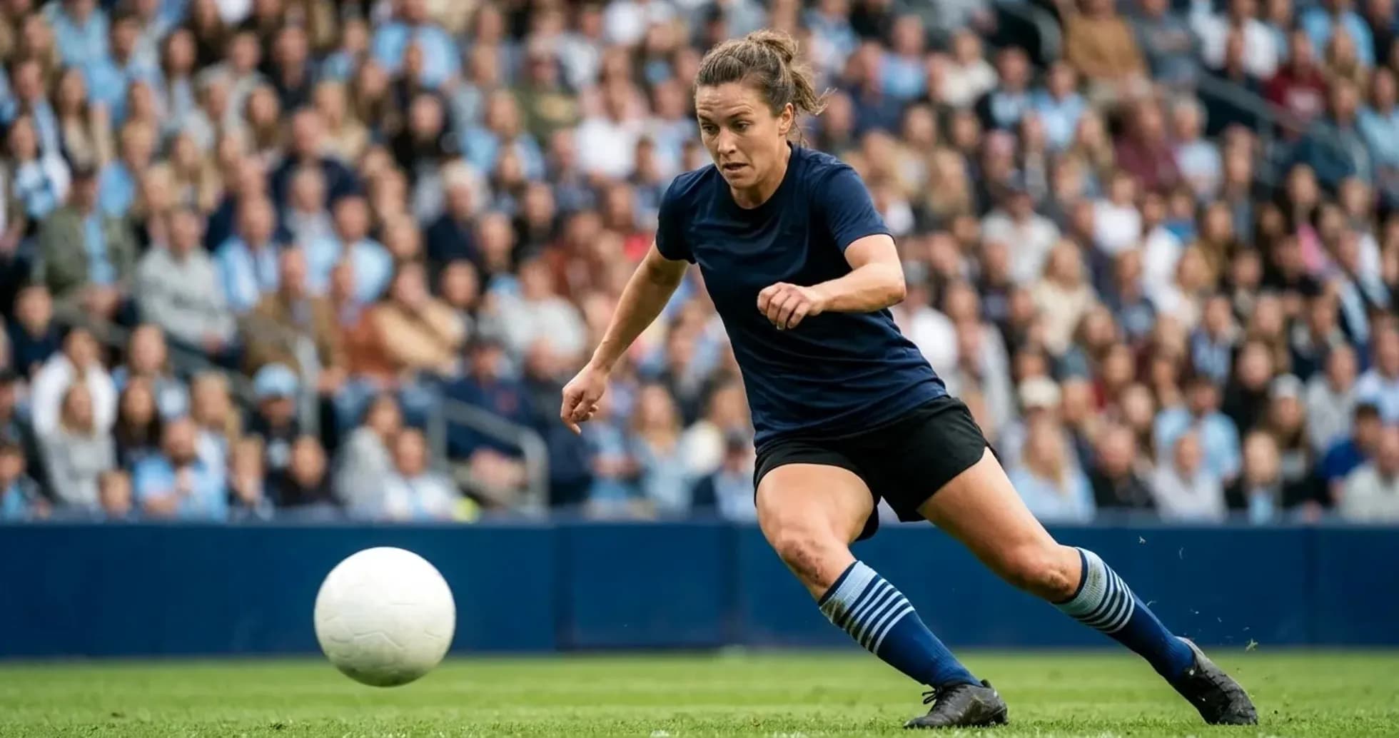 Player dribbling the ball during football match Player dribbling the ball during football match
