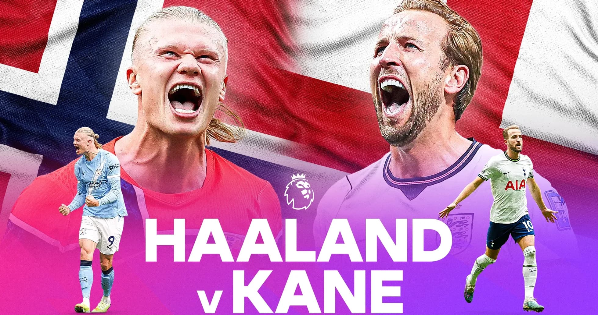 Erling Haaland and Harry Kane facing off in graphics Erling Haaland and Harry Kane facing off in graphics